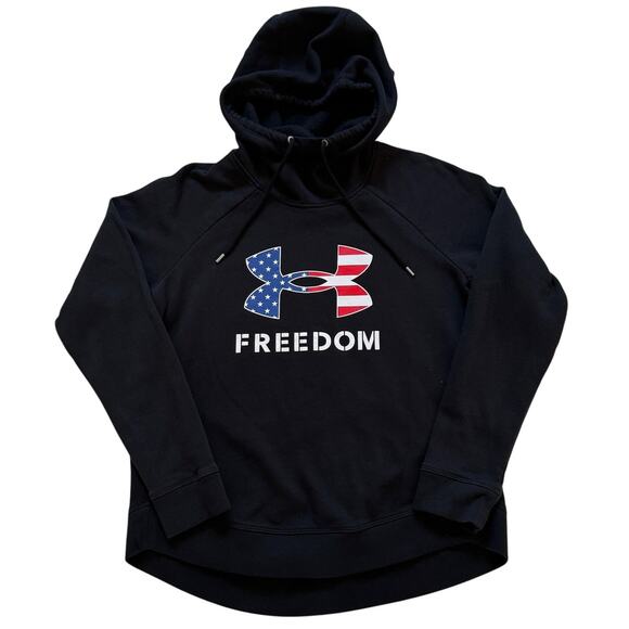 Under Armour Women's Freedom Rival Fleece Logo Hoodie Size Medium EUC Patriotic - Picture 6 of 11